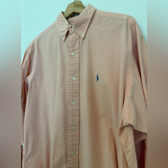 Polo Ralph Lauren Blake Shirt Men’s Medium Orange Gingham Check L/S Classic Fit - Picture 3 of 6